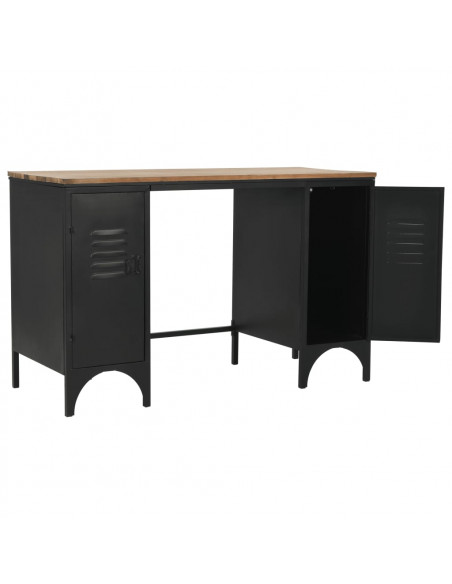 Scrivania con Armadietti Legno di Abete e Acciaio 120x50x76 cm