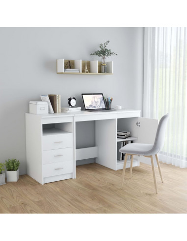 Scrivania Bianca 140x50x76 cm in Legno Multistrato