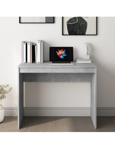 Scrivania Grigio Cemento 90x40x72 cm in Legno Multistrato