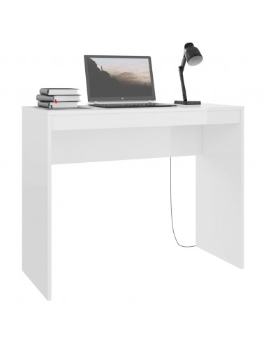 Scrivania Bianco Lucido 90x40x72 cm in Legno Multistrato