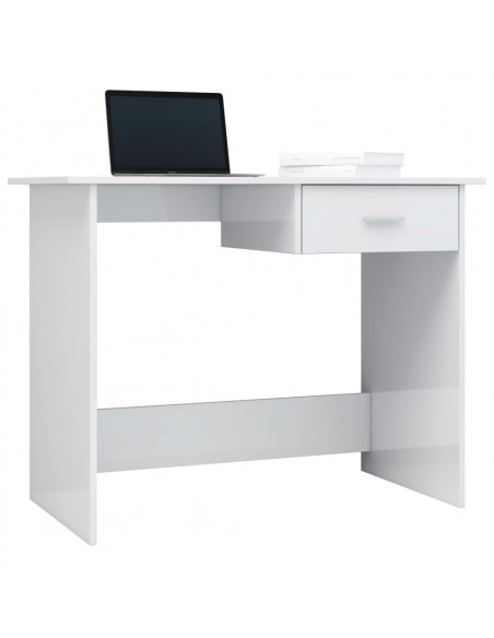 Scrivania Bianco Lucido 100x50x76 cm in Legno Multistrato