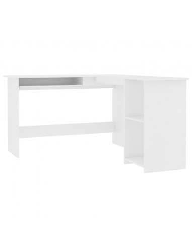 Scrivania Angolare a L Bianca 120x140x75cm in Legno Multistrato