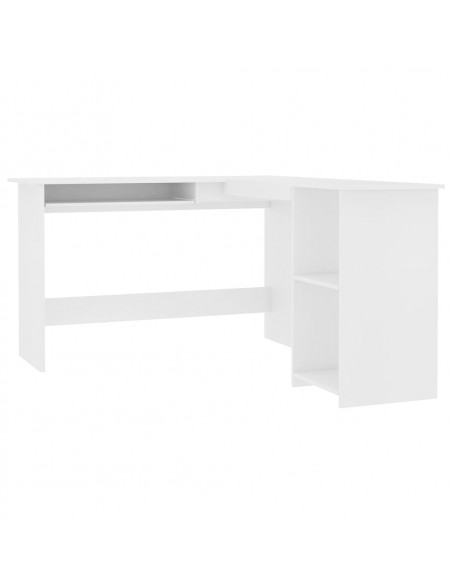 Scrivania Angolare a L Bianca 120x140x75cm in Legno Multistrato