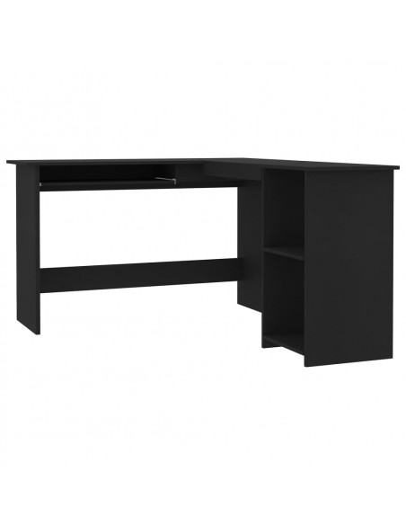 Scrivania Angolare a L Nera 120x140x75cm in Legno Multistrato