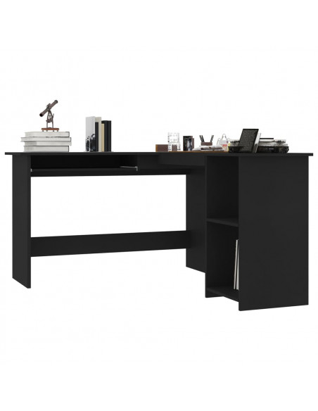 Scrivania Angolare a L Nera 120x140x75cm in Legno Multistrato