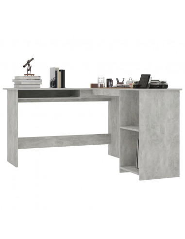 Scrivania Angolare a L Grigio Cemento 120x140x75cm Multistrato