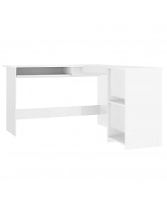 Scrivania Angolare a L Bianco Lucido 120x140x75cm Multistrato 2