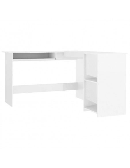 Scrivania Angolare a L Bianco Lucido 120x140x75cm Multistrato