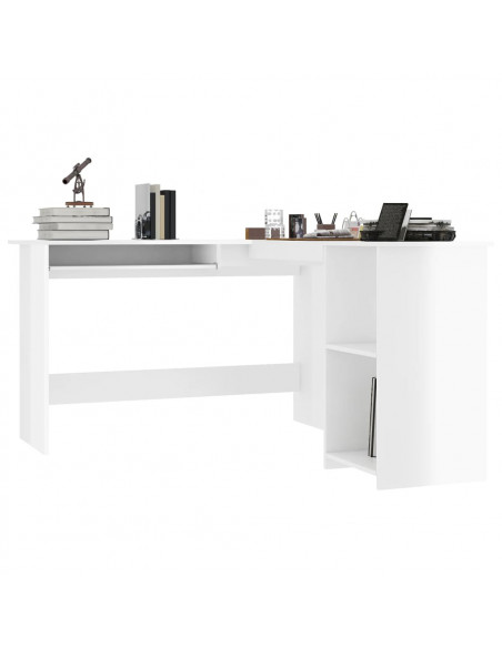Scrivania Angolare a L Bianco Lucido 120x140x75cm Multistrato