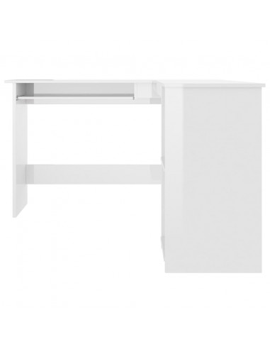 Scrivania Angolare a L Bianco Lucido 120x140x75cm Multistrato