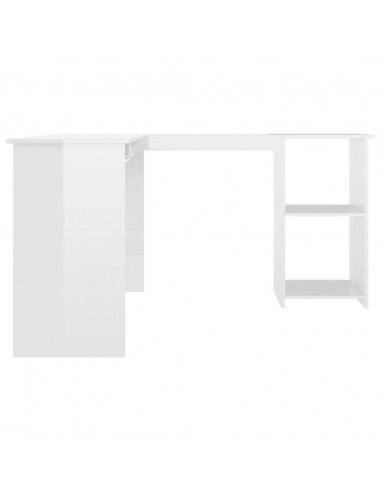 Scrivania Angolare a L Bianco Lucido 120x140x75cm Multistrato