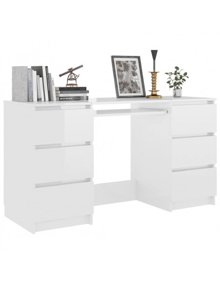 Scrivania Bianco Lucido 140x50x77 cm in Legno Multistrato