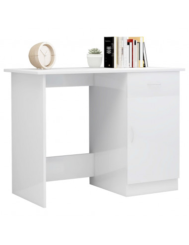 Scrivania Bianco Lucido 100x50x76 cm in Legno Multistrato