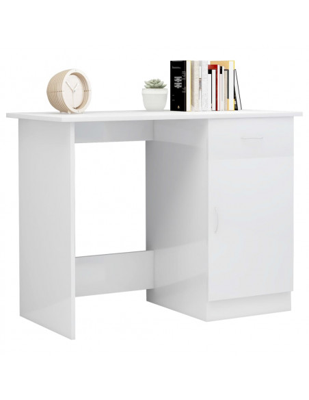 Scrivania Bianco Lucido 100x50x76 cm in Legno Multistrato