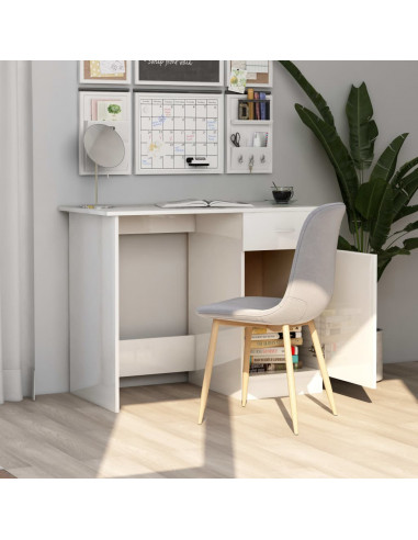 Scrivania Bianco Lucido 100x50x76 cm in Legno Multistrato