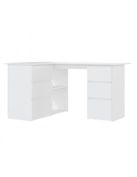 Scrivania ad Angolo Bianca 145x100x76 cm in Legno Multistrato