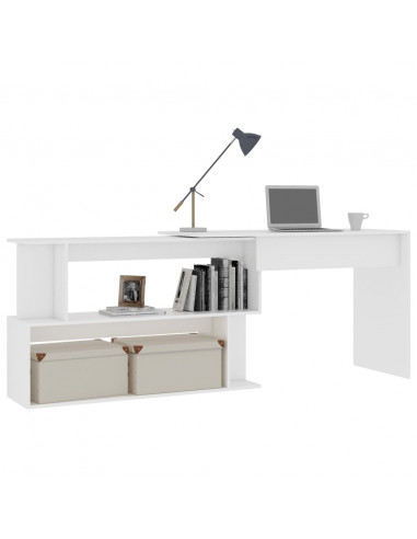 Scrivania ad Angolo Bianca 200x50x76 cm in Legno Multistrato