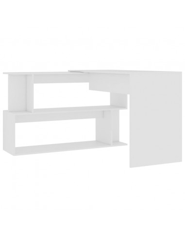 Scrivania ad Angolo Bianca 200x50x76 cm in Legno Multistrato