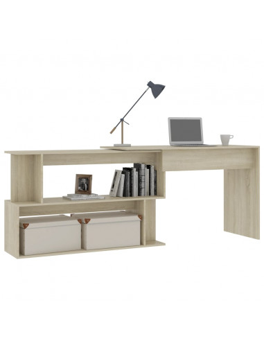 Scrivania Angolo Rovere Sonoma 200x50x76 cm Legno Multistrato