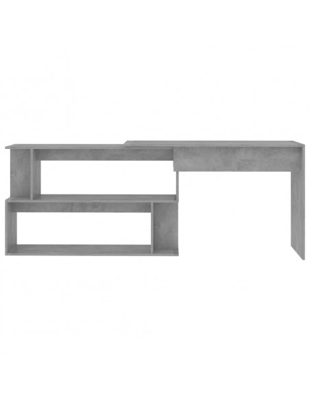 Scrivania Angolo Grigio Cemento 200x50x76 cm Legno Multistrato
