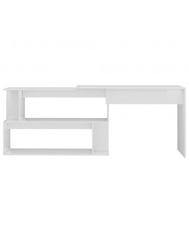 Scrivania Angolo Bianco Lucido 200x50x76 cm Legno Multistrato