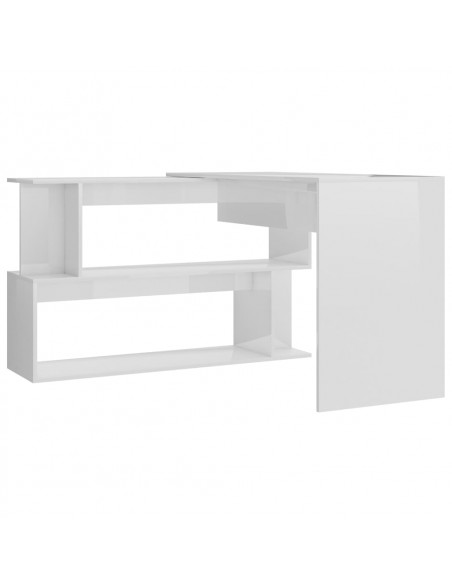 Scrivania Angolo Bianco Lucido 200x50x76 cm Legno Multistrato