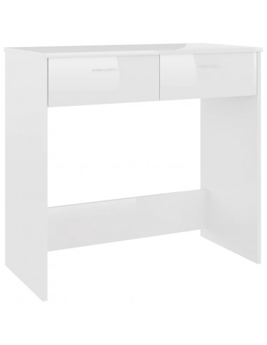 Scrivania Bianco Lucido 80x40x75 cm in Legno Multistrato