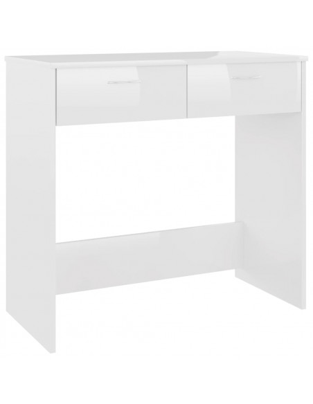 Scrivania Bianco Lucido 80x40x75 cm in Legno Multistrato