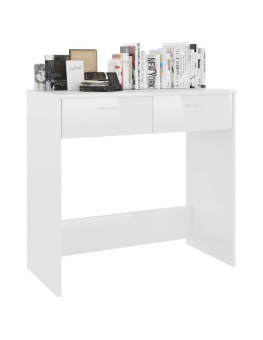Scrivania Bianco Lucido 80x40x75 cm in Legno Multistrato