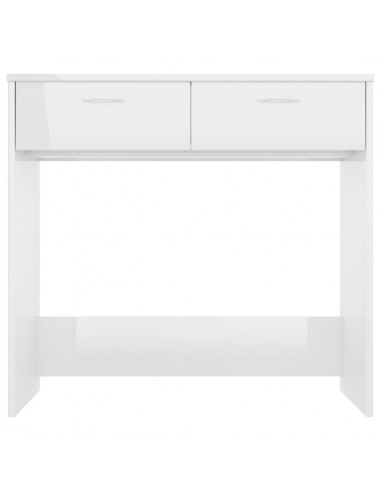Scrivania Bianco Lucido 80x40x75 cm in Legno Multistrato