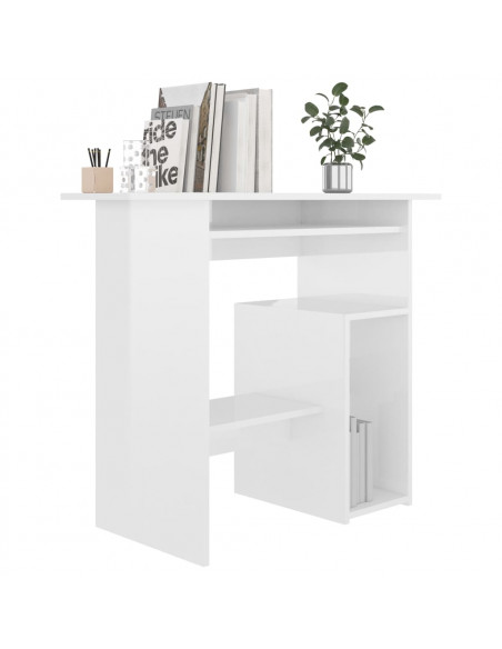 Scrivania Bianco Lucido 80x45x74 cm in Legno Multistrato
