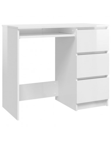 Scrivania Bianco Lucido 90x45x76 cm in Legno Multistrato