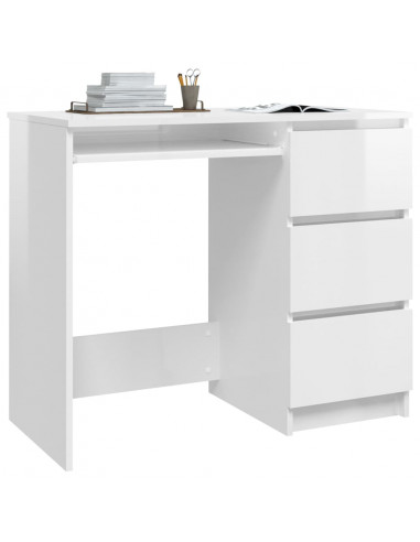 Scrivania Bianco Lucido 90x45x76 cm in Legno Multistrato