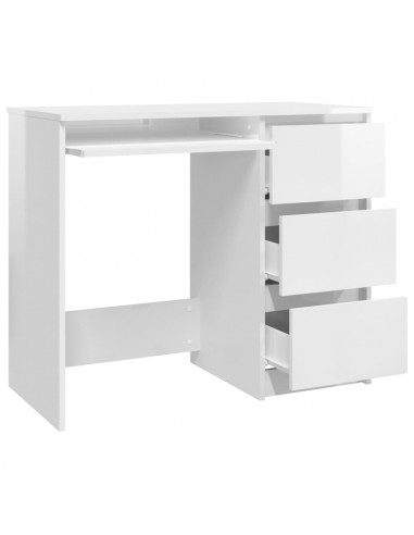Scrivania Bianco Lucido 90x45x76 cm in Legno Multistrato