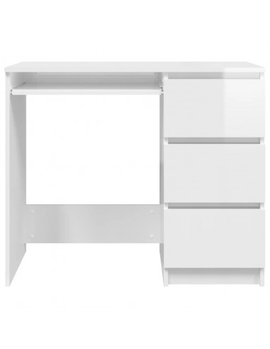 Scrivania Bianco Lucido 90x45x76 cm in Legno Multistrato
