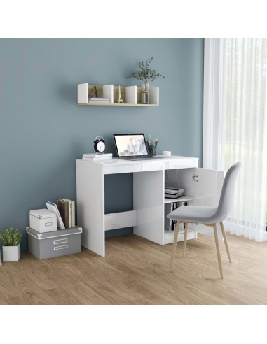 Scrivania Bianco Lucido 100x50x76 cm in Legno Multistrato