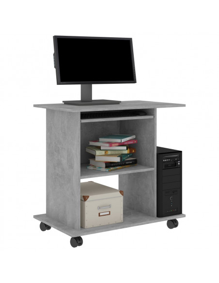 Scrivania Computer Grigio Cemento 80x50x75 cm Legno Multistrato