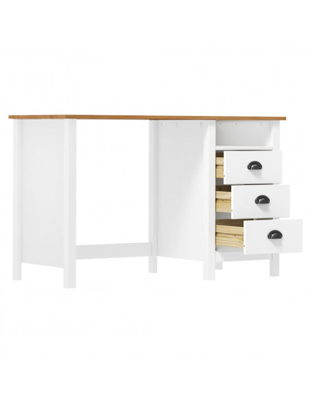 Scrivania Hill con 3 Cassetti 120x50x74 cm Massello di Pino