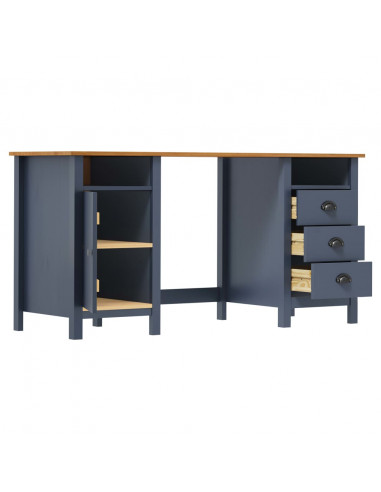 Scrivania Hill Grigia 150x50x74 cm in Massello di Pino