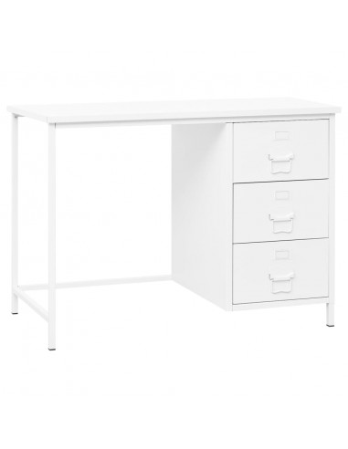 Scrivania Industriale con Cassetti Bianca 105x52x75 cm Acciaio