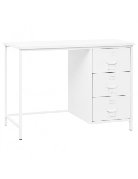 Scrivania Industriale con Cassetti Bianca 105x52x75 cm Acciaio