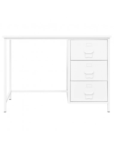 Scrivania Industriale con Cassetti Bianca 105x52x75 cm Acciaio