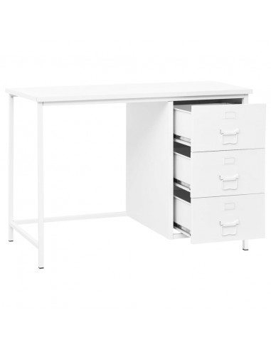 Scrivania Industriale con Cassetti Bianca 105x52x75 cm Acciaio