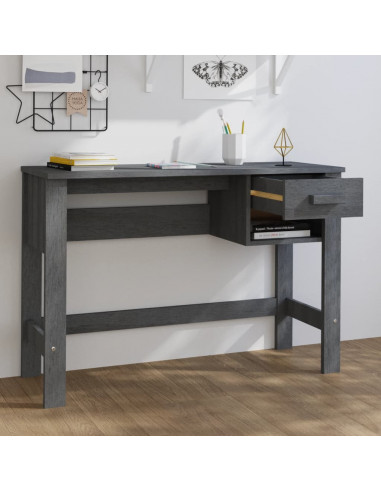 Scrivania HAMAR Grigio Scuro 110x40x75 cm in Legno di Pino