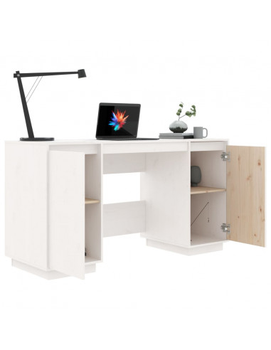 Scrivania Bianca 140x50x75 cm in Legno Massello di Pino