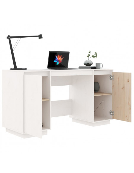 Scrivania Bianca 140x50x75 cm in Legno Massello di Pino
