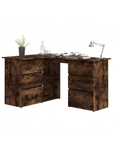 Scrivania ad Angolo Rovere Fumo 145x100x76 cm Legno Multistrato
