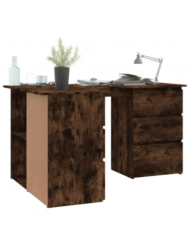 Scrivania ad Angolo Rovere Fumo 145x100x76 cm Legno Multistrato