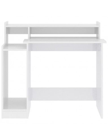 Scrivania con LED Bianco Lucido 97x45x90cm in Legno Multistrato