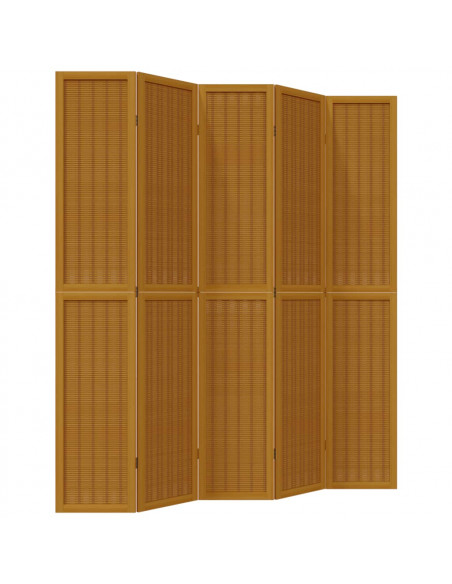 Divisorio Ambienti 5 Pannelli Marrone Legno Massello Paulownia